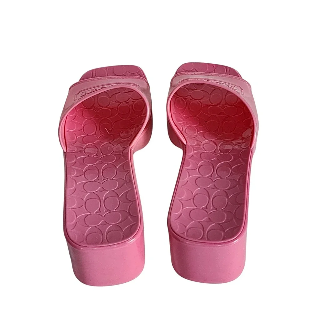 Coach Scarlett Jelly Sandal Pink Platform Slide Block Heel C8998 Womens 10